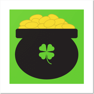 Pot of Gold Shamrock St Patrick's Day in Green Posters and Art